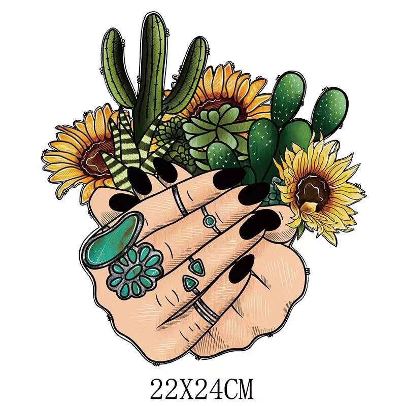 religious Sunflower God heat transfers heat press sticker printing designs logo dtf film iron on transfer print on t-shirt