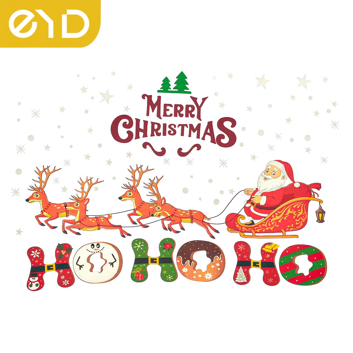 EYD Christmas Patch Iron On Hat Socks Cup Tree Patch Chenille Embroidery Custom Patch 3d Silicone Heat Transfer Printing
