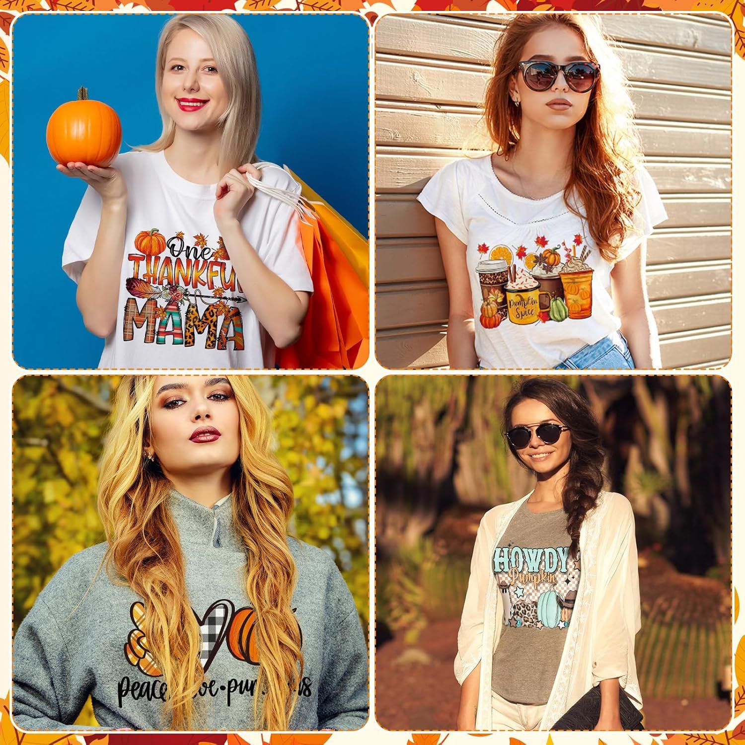 Western Fall Iron on Transfer Autumn Theme Patches Vinyl Decals for clothes DTF Heat Transfer Stickers DIY Applique for Clothing