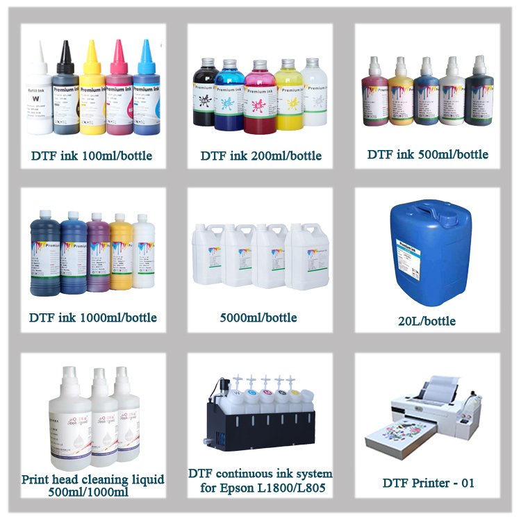 Universal Bulk DTF ink PET Film Textile Pigment Refill White and color 1000ML DTF Ink for Ep L1800 I3200 4720