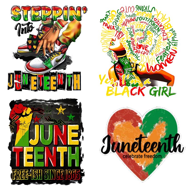 Wholesale High Quality Juneteenth Thermal Transfer Vinyl Sticker Screen Printing Design Label for T-Shirts DTF Thermal Transfer