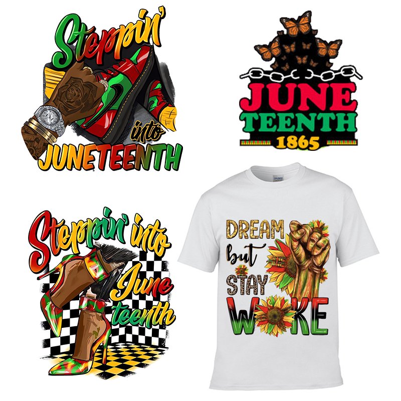 Wholesale High Quality Juneteenth Thermal Transfer Vinyl Sticker Screen Printing Design Label for T-Shirts DTF Thermal Transfer