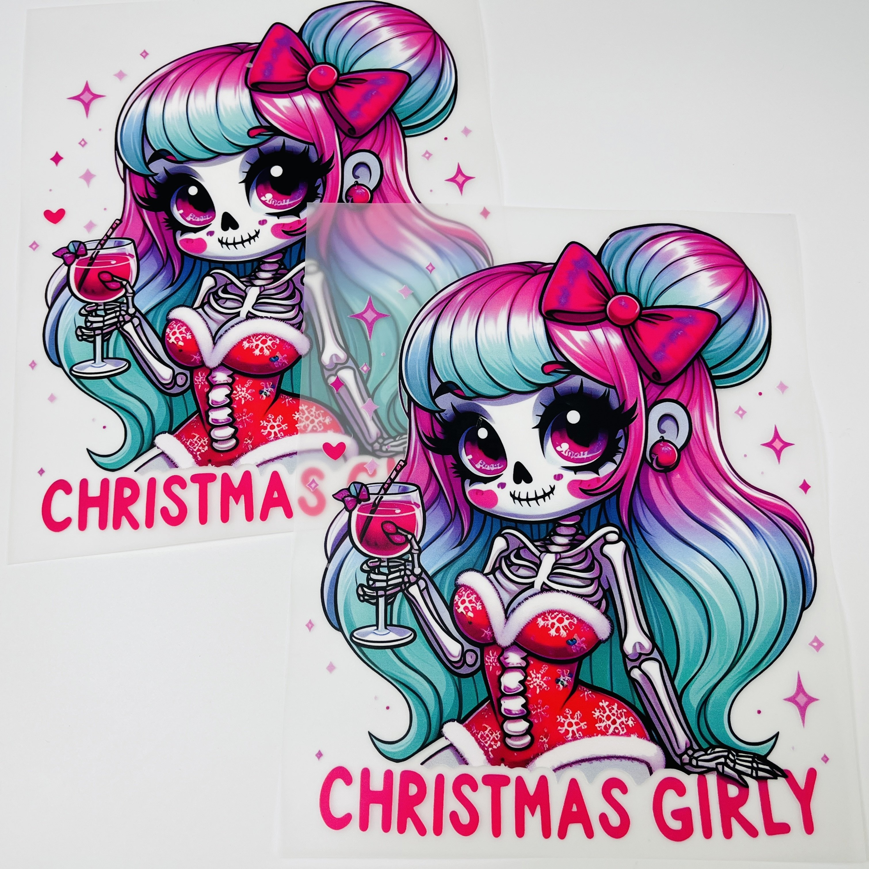 Wholesale custom logo stickers Christmas dtf transfers designs ready to press vinyl dtf film transfer printing for t-shirt