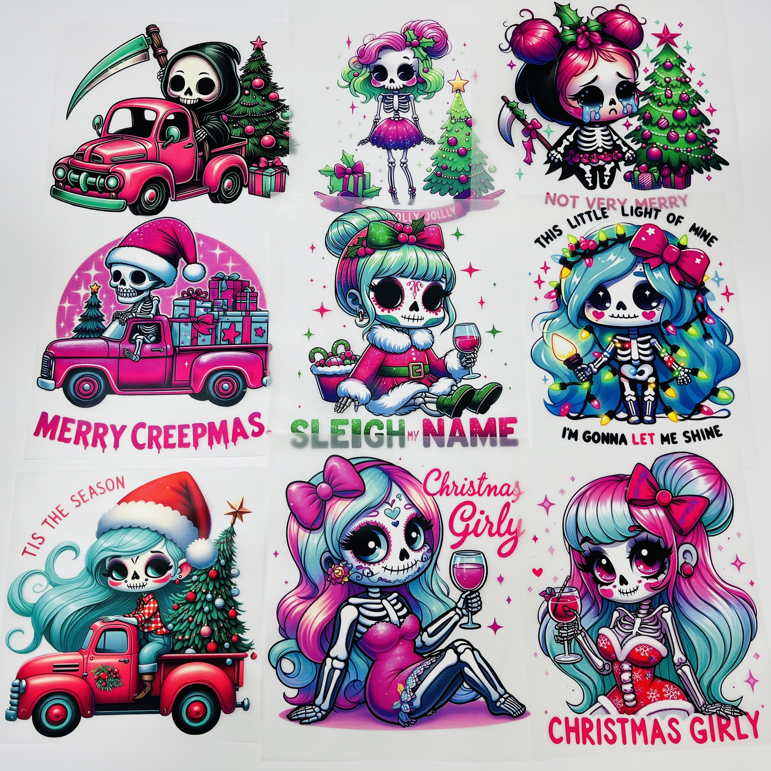 Wholesale custom logo stickers Christmas dtf transfers designs ready to press vinyl dtf film transfer printing for t-shirt