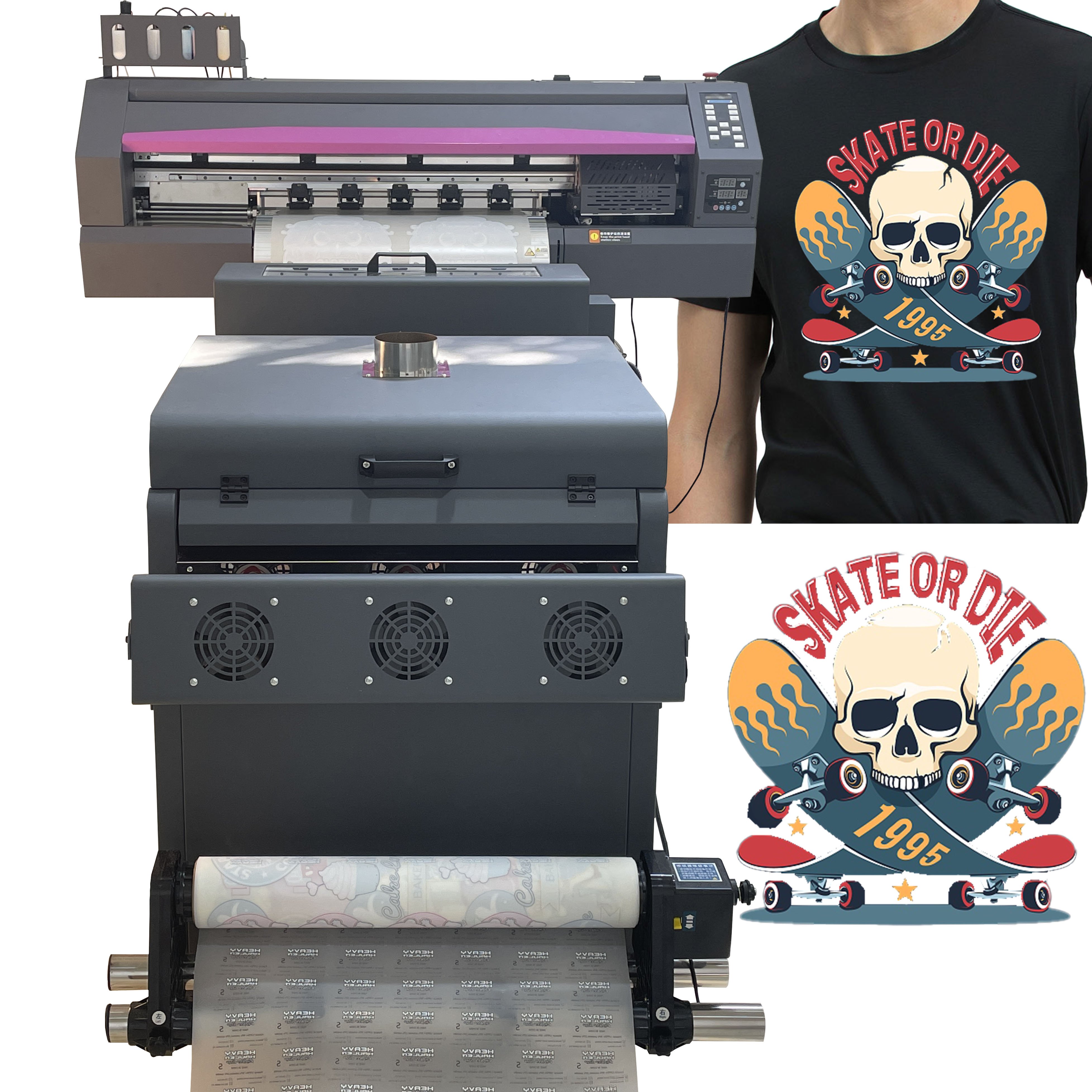 Dual Head Xp600 I3200 Heat Transfer T-shirt Printing Machine A1 60cm Dtf Printer With Powder Shaking Machine And Dryer