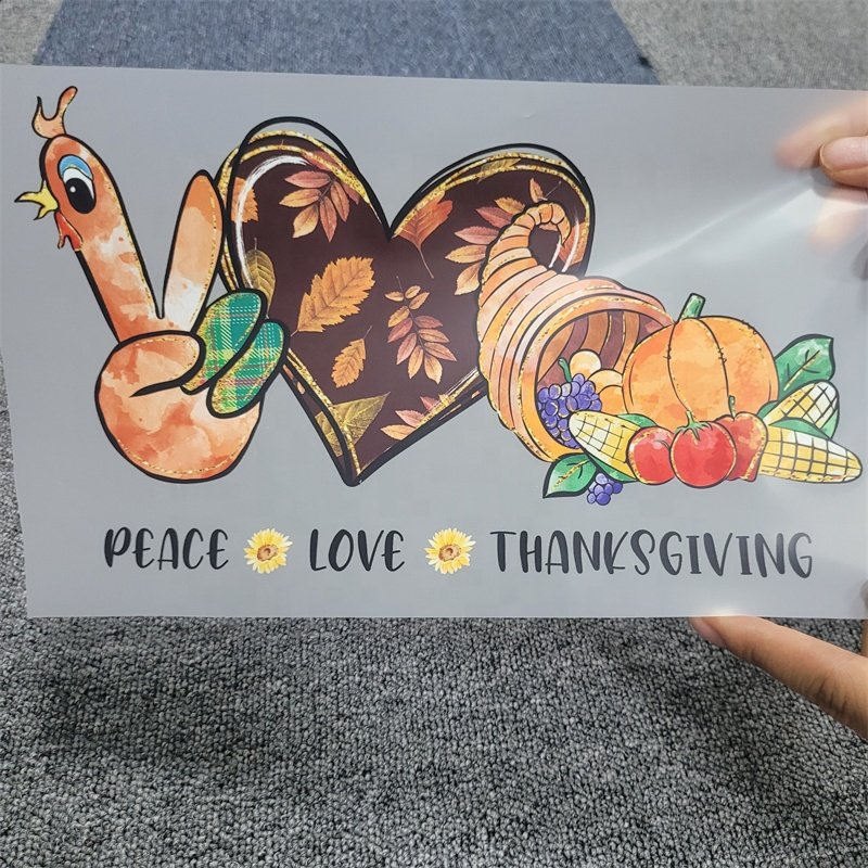 New Design Autumn Heat Transfer Printing Fall Vibes Thanksgiving DTF transfer for Clothes Shirt