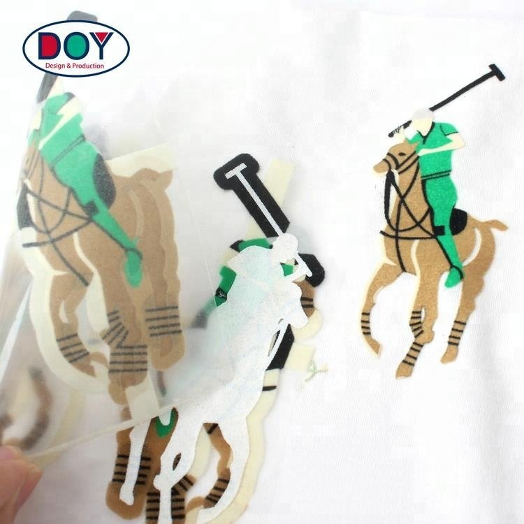 Eco-Friendly Iron on Custom 3D Numbers Letter Name Logo Flock Heat Transfer Printing for Garment