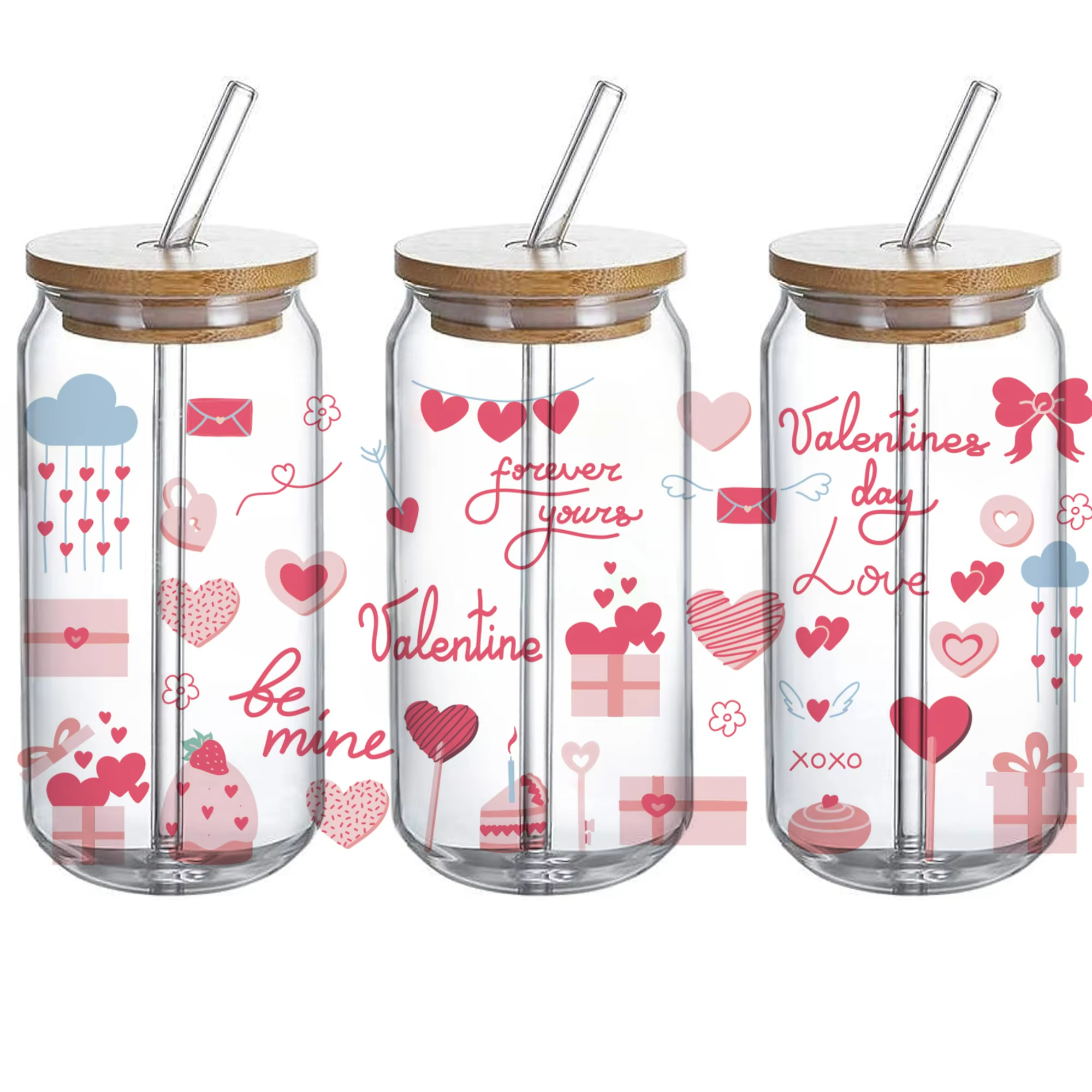 Custom 16 oz UV DTF Cup Wrap Water Transfer Printing Heat Transfer on Glass and Pet Washable and Waterproof for Mugs