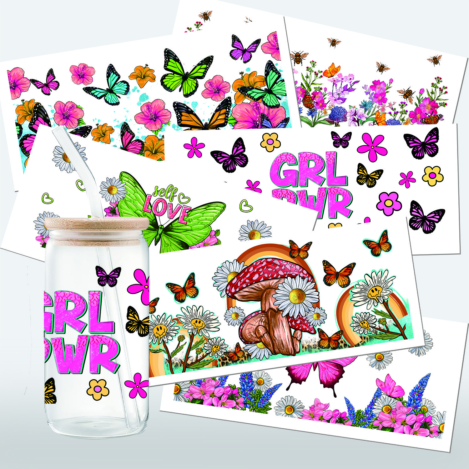 Custom Factory Wholesale Waterproof Printing Logo Wrap 3D Label Decals Glass Cup UV DTF Transfer Stickers For Can