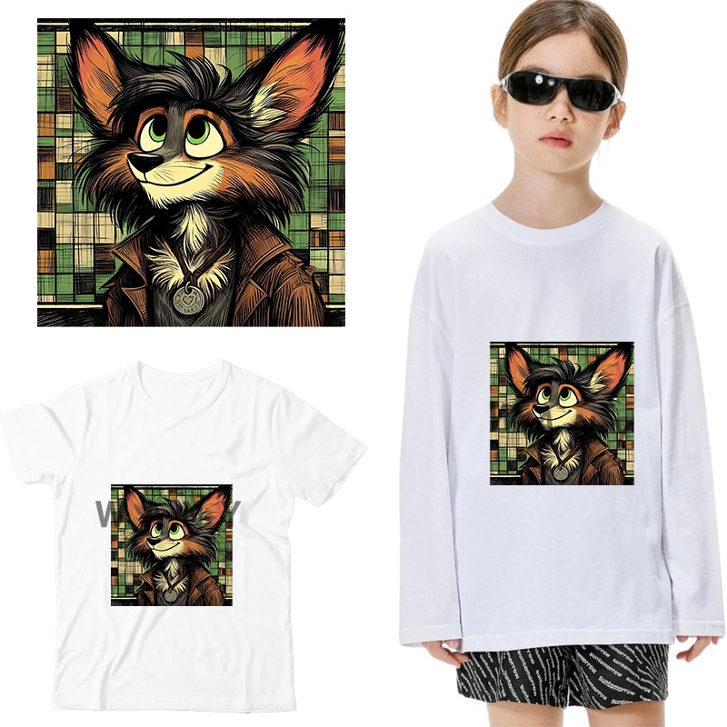 Cool Mr. Fox dtf transfers ready to press Iron Patch Heat Transfer Printing On Clothes Heat transfer stickers