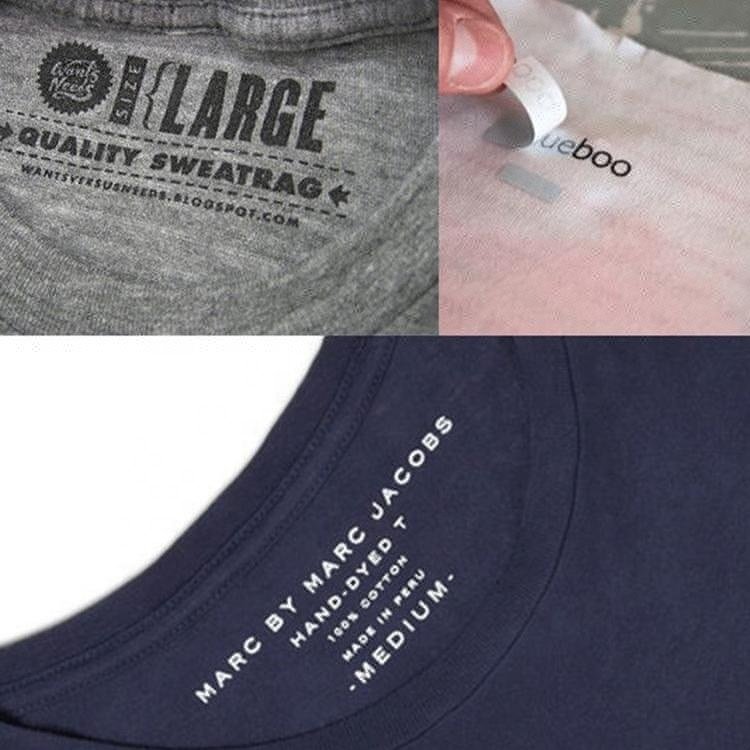 Wholesale Custom Logo Printed PET Tagless Heat Transfer Clothing Care Labels for T-shirt and Garment