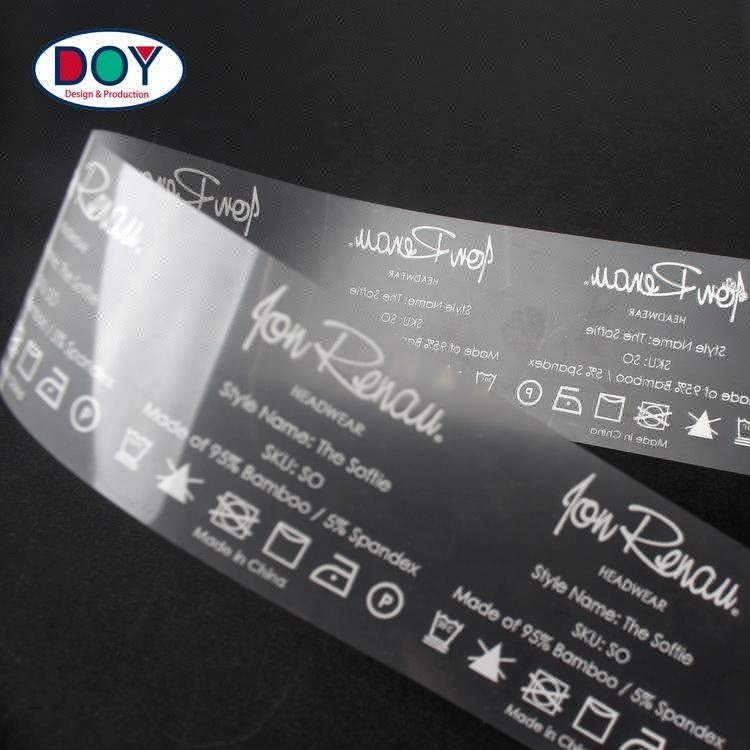 Wholesale Custom Logo Printed PET Tagless Heat Transfer Clothing Care Labels for T-shirt and Garment