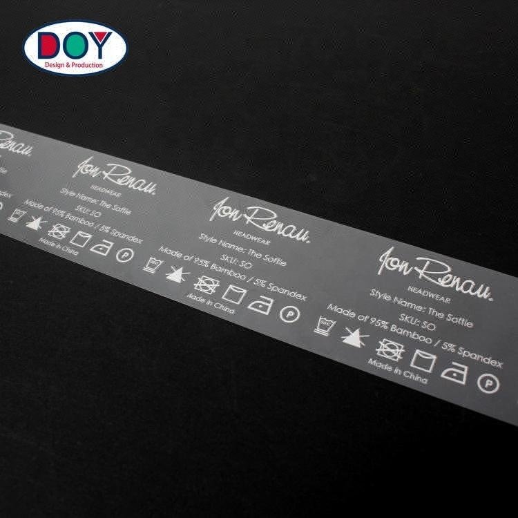 Wholesale Custom Logo Printed PET Tagless Heat Transfer Clothing Care Labels for T-shirt and Garment