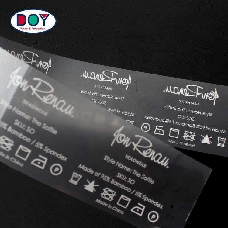 Wholesale Custom Logo Printed PET Tagless Heat Transfer Clothing Care Labels for T-shirt and Garment