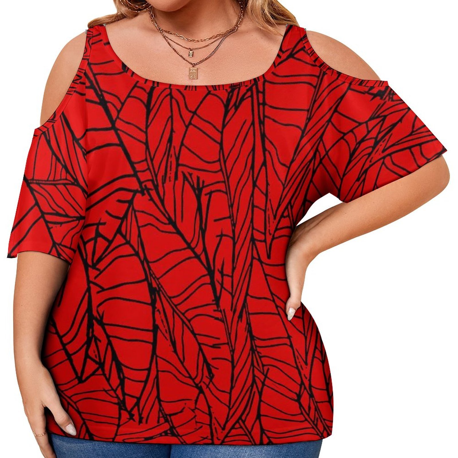 Tapa Floral Pattern Ladies T Shirts Samoan Tongan Tribal Desgin Casual Tops Tee Polynesian Cold Shoulder Tshirt Custom Printing