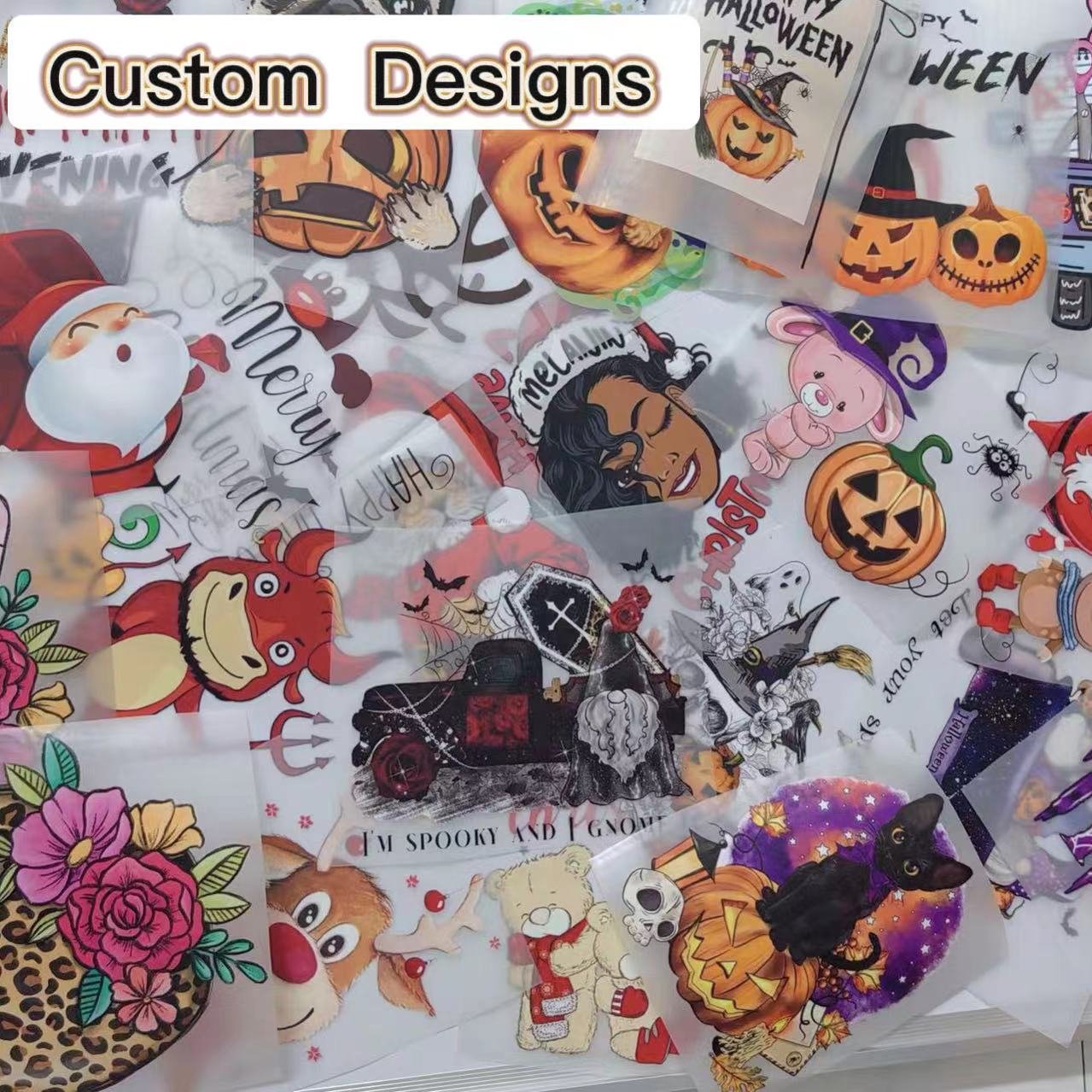 Custom Logo Happy Halloween High Quality DTF Transfer Ready To Press Stickers Screen Print Tshirt Transfer