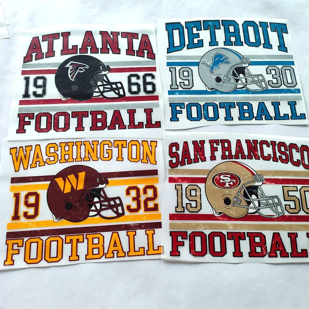 High quality Dtf Heat Transfers Stickers ready To Press Tshirts Decals nfl heat Press dtf Transfer Printing For Garments
