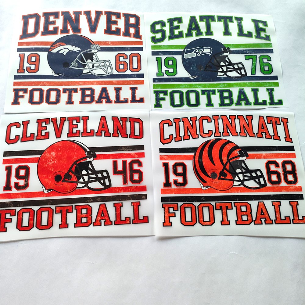 High quality Dtf Heat Transfers Stickers ready To Press Tshirts Decals nfl heat Press dtf Transfer Printing For Garments