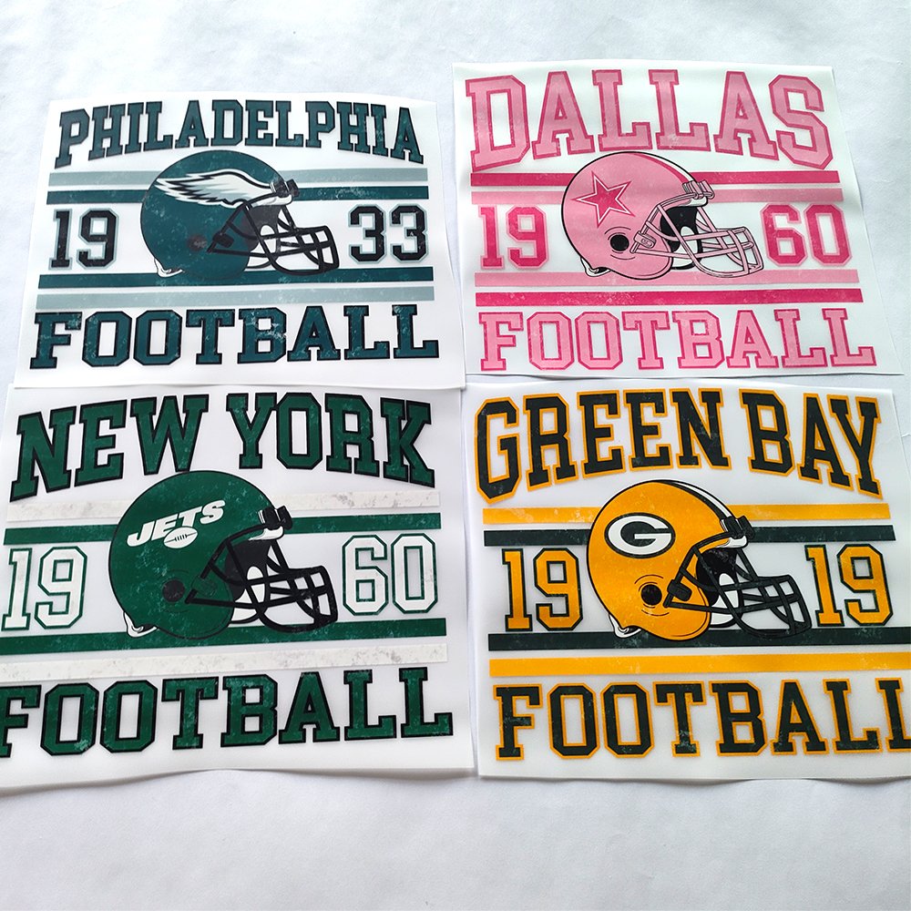 High quality Dtf Heat Transfers Stickers ready To Press Tshirts Decals nfl heat Press dtf Transfer Printing For Garments