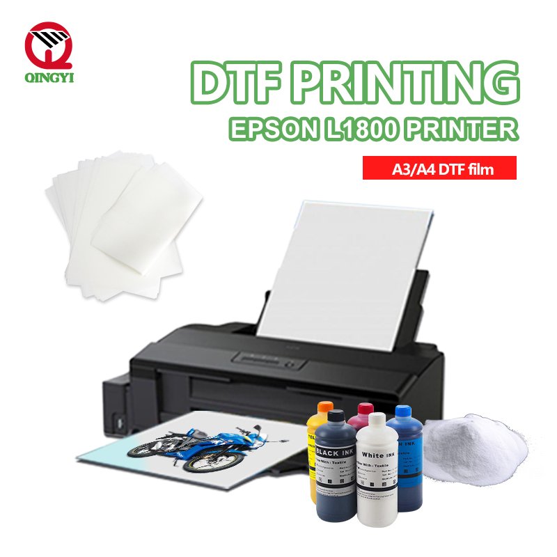 New modified a3 white CMYK ink epson l1800 dtf pet film printer for dtf T-shirt printing powder