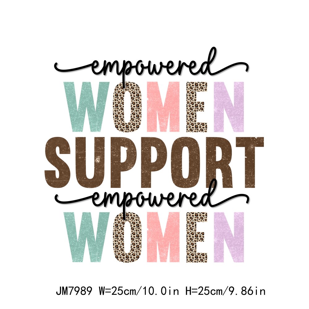 Custom Small Business Women Support Letter Logo Print DTF Heat Press Plastisol Iron On Transfer Stickers Label For Girl Clothes