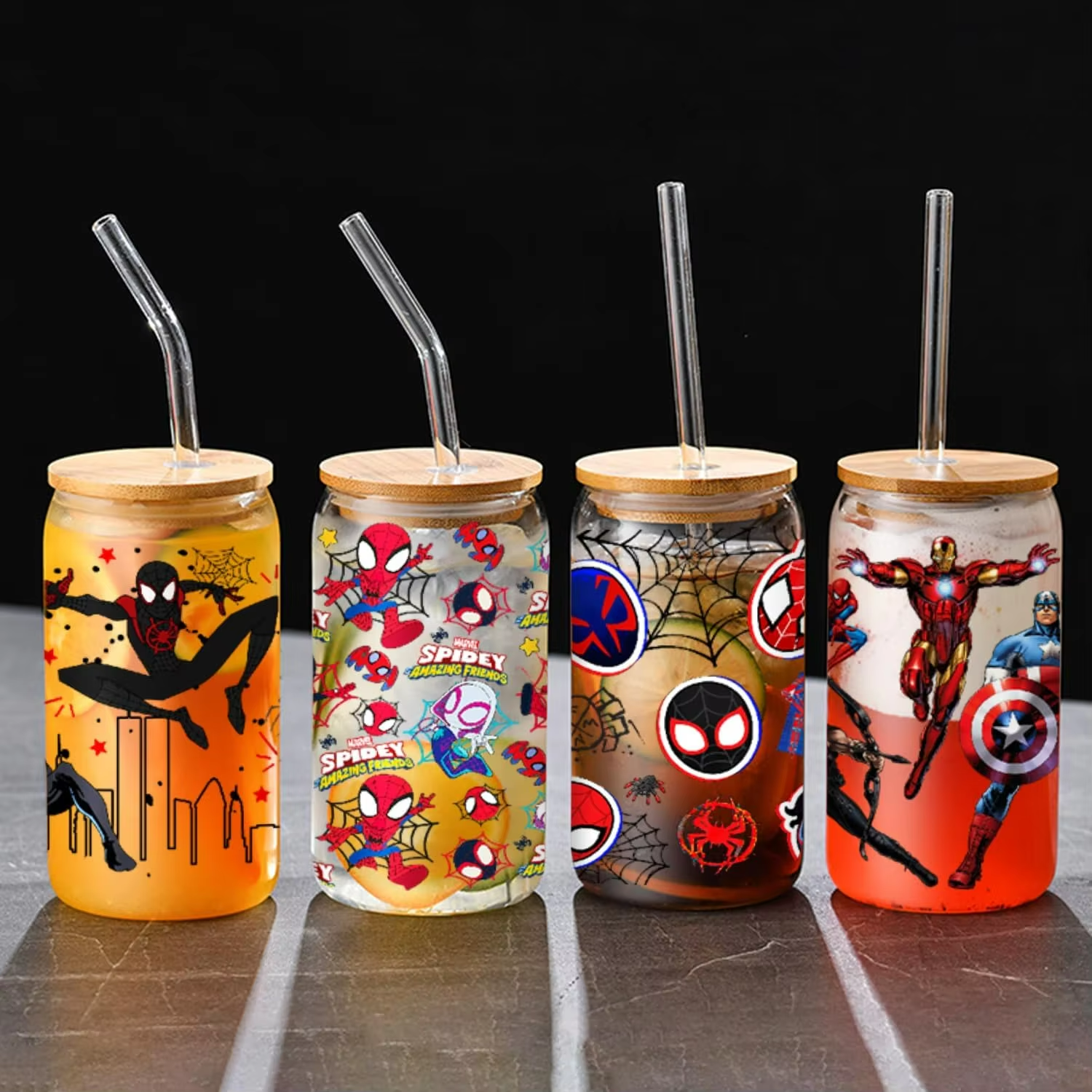 UV DTF Cup Wrap Transfer Printing Custom Size 16oz Glass Mug Washable Water Transfer Heat Transfer Method for Cartoons