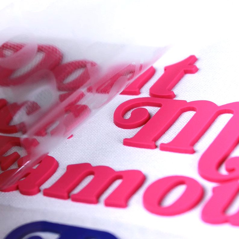 Factory Custom Silk Screen Printing Rubber Brand Logo Sticker 3d Raised Effect Soft Silicone Heat Transfer Labels for Clothing