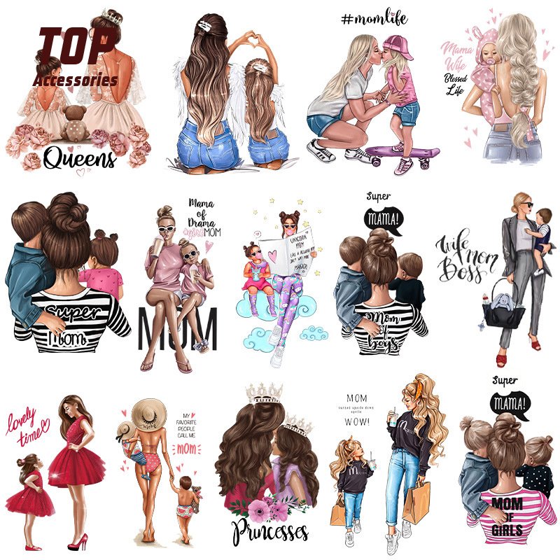 Wholesale Custom Logo Heat Press Stickers Children's Printing Vinyl T-Shirts Garment Labels Ready Mother's Day Typical Gang
