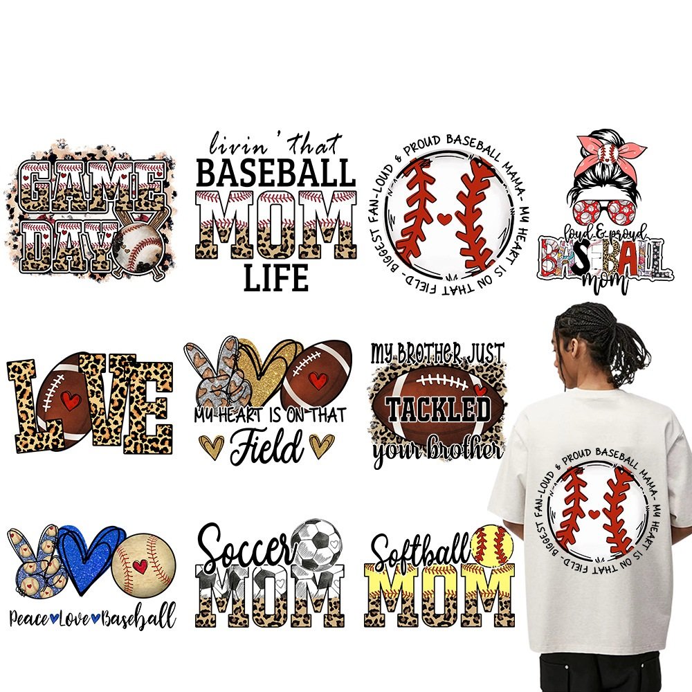 DIY T-shirt Large Letter Mama Baseball Softball Volleyball Football Basketball Sports Iron On Heat Transfer Printing Stickers