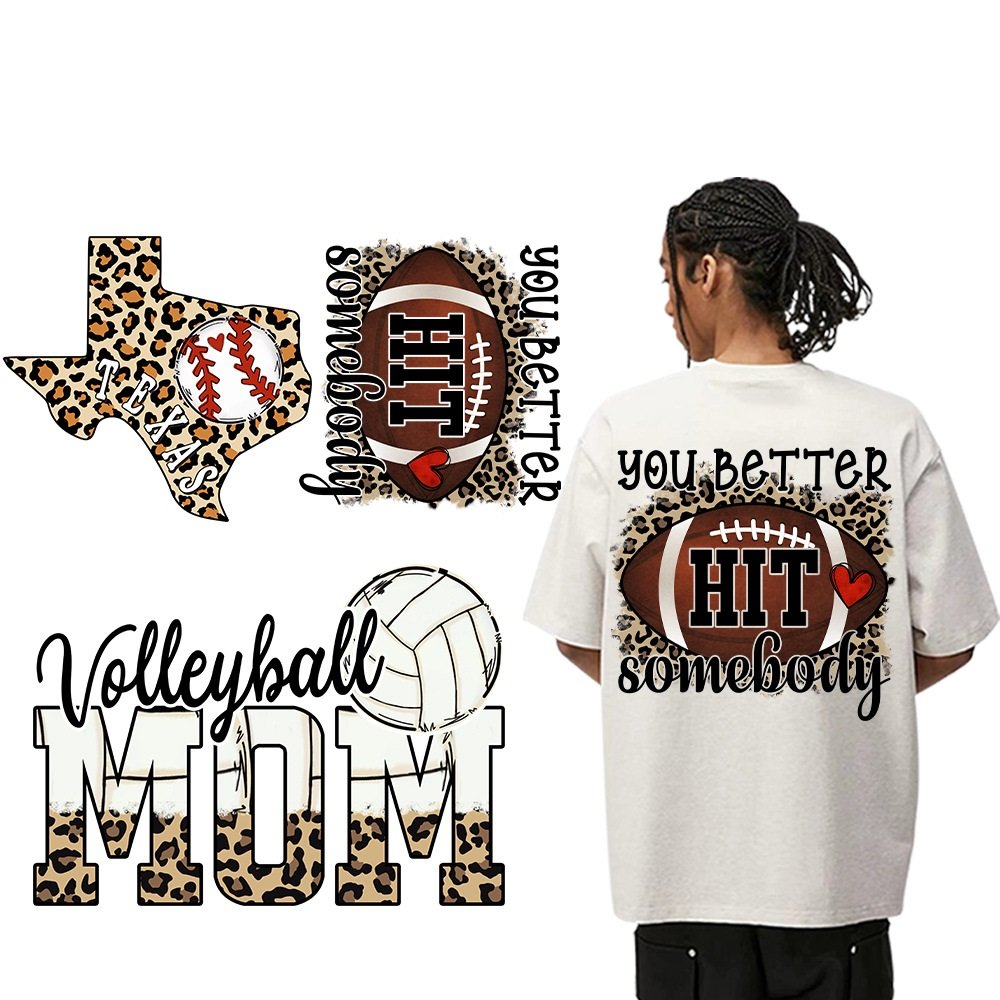 DIY T-shirt Large Letter Mama Baseball Softball Volleyball Football Basketball Sports Iron On Heat Transfer Printing Stickers