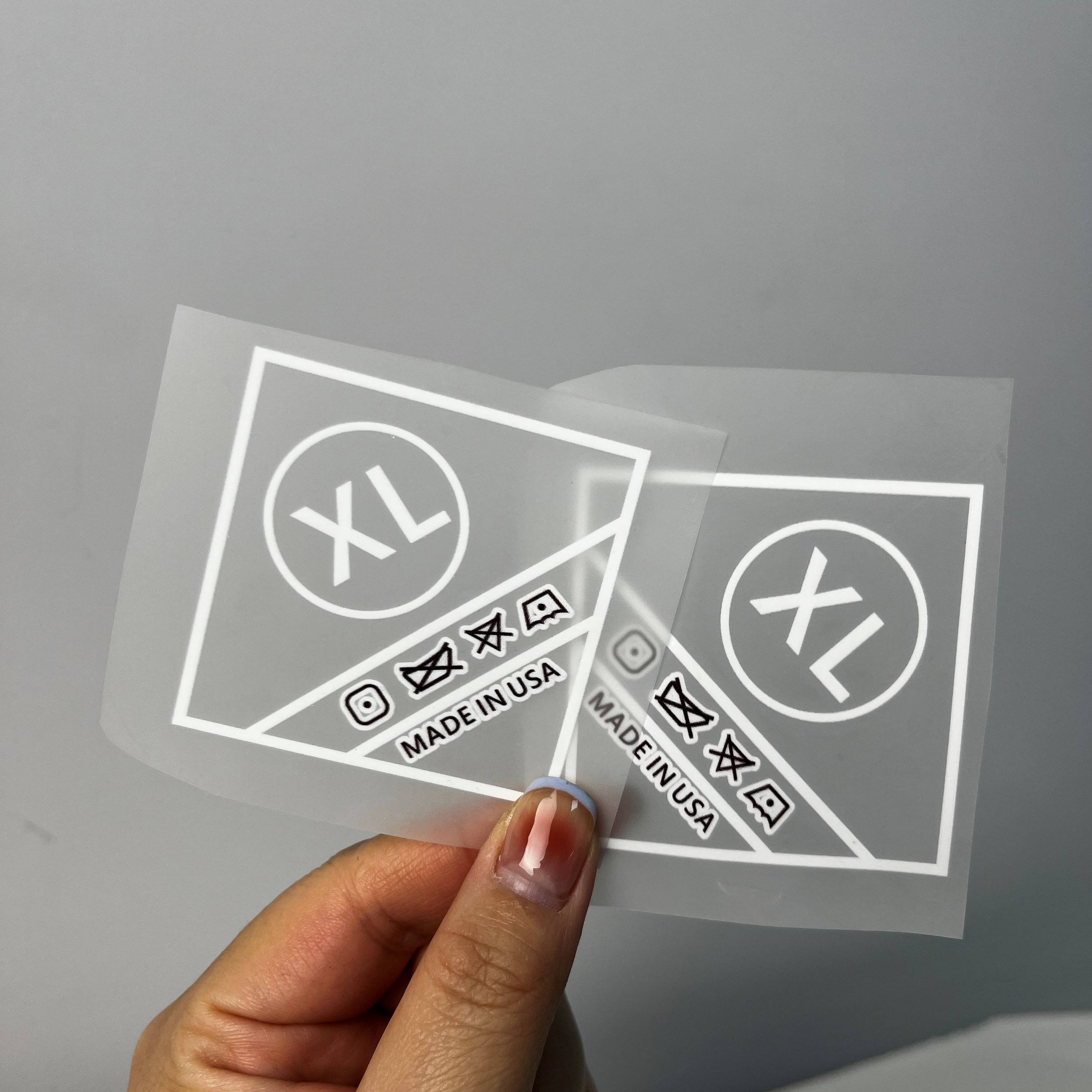 Innovative Neck Tags Custom Labels Transparent Durable Garment Bag Accessories Heat Transfer Printing Stickers For Garments