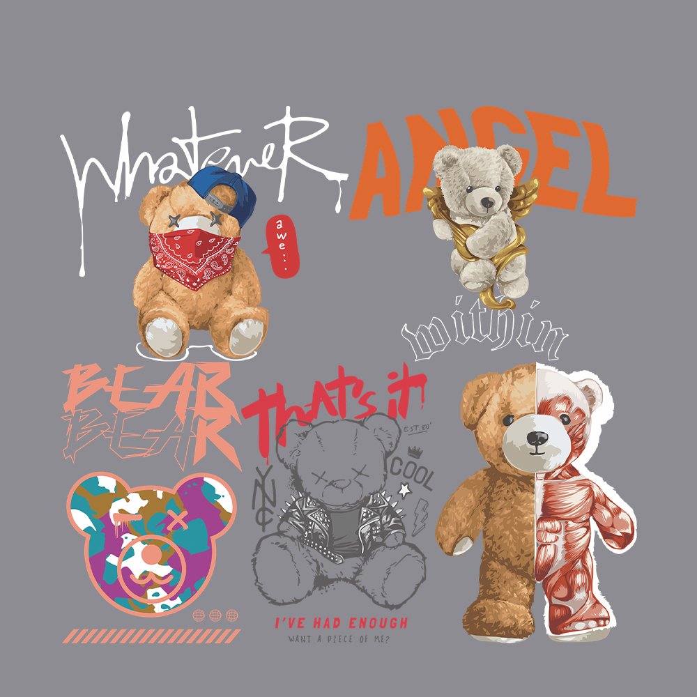 Iron Heat Transfer Vinyl on Bears Series Customized Heat Transfer Printing Wholesale Stickers