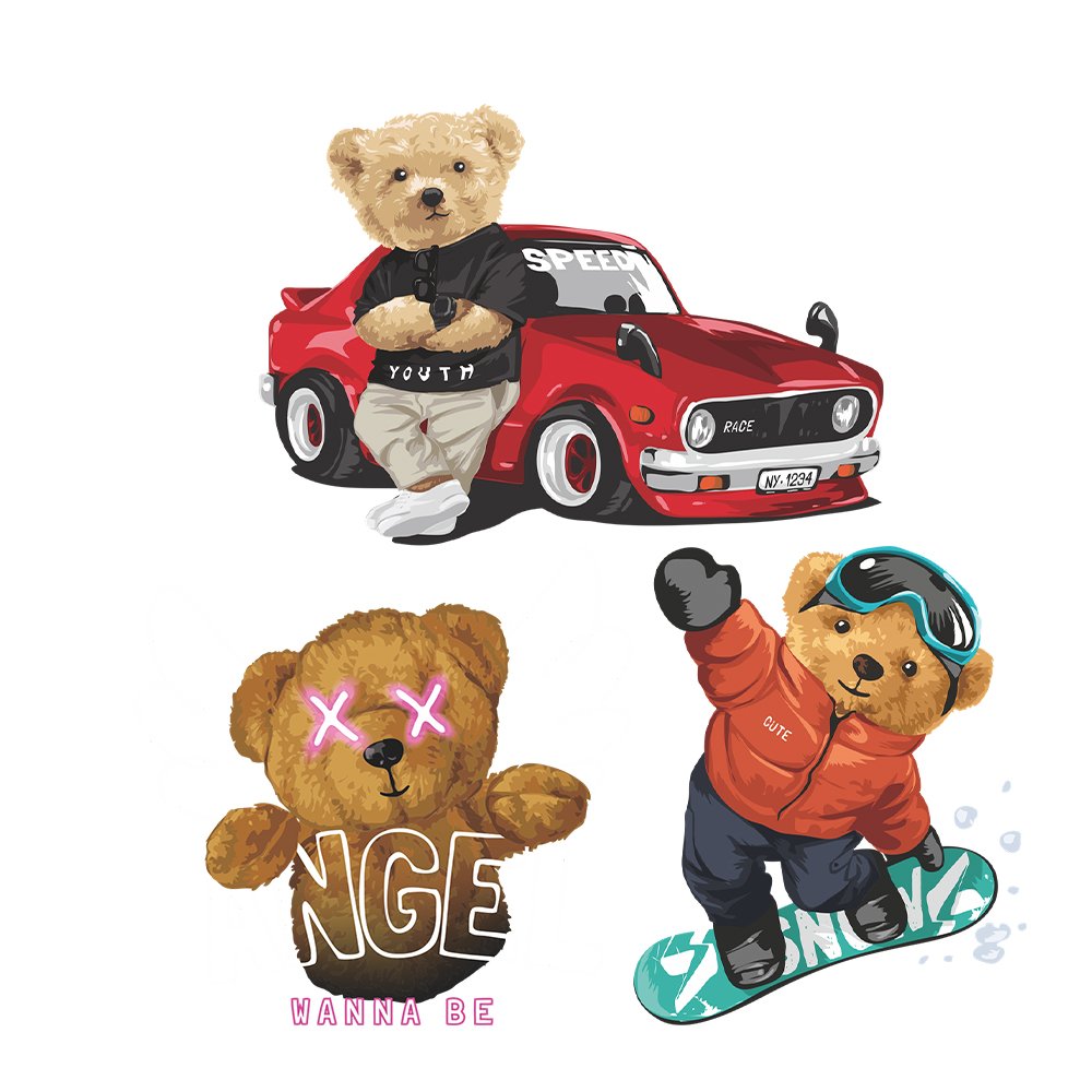 Iron Heat Transfer Vinyl on Bears Series Customized Heat Transfer Printing Wholesale Stickers