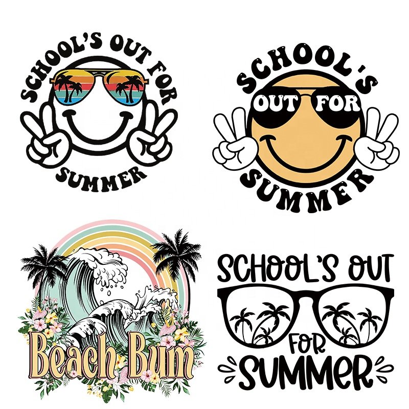 vinyl heat transfer logo custom film screen print transfers label clothe dtf transfers summer stickers for t-shirts