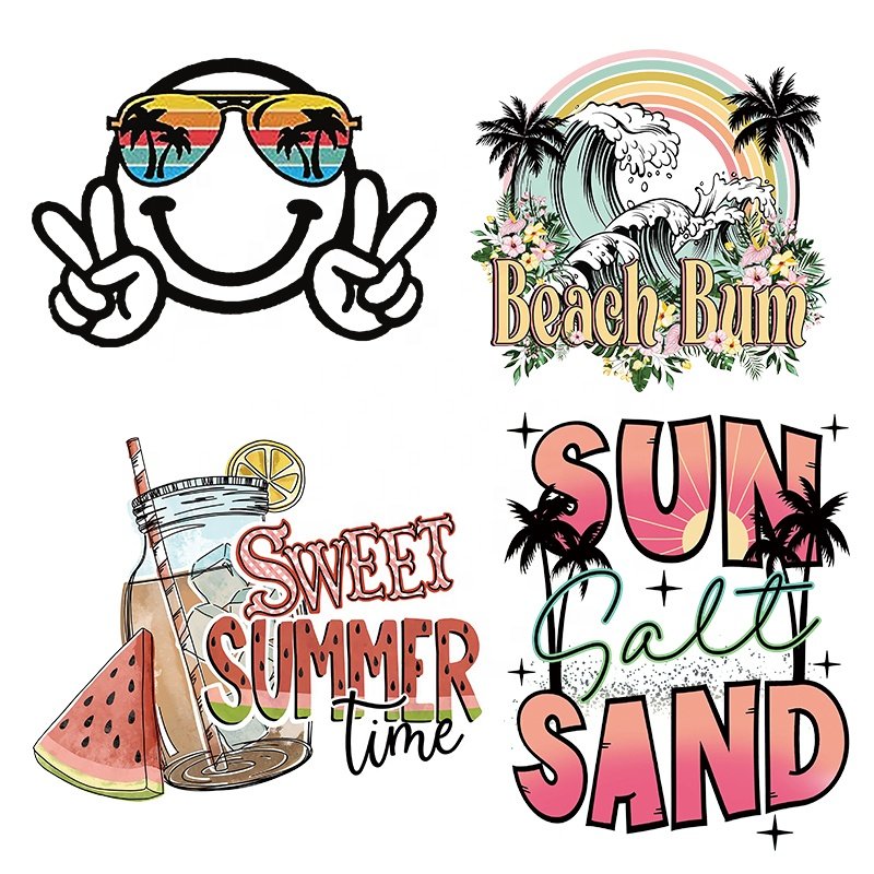 vinyl heat transfer logo custom film screen print transfers label clothe dtf transfers summer stickers for t-shirts