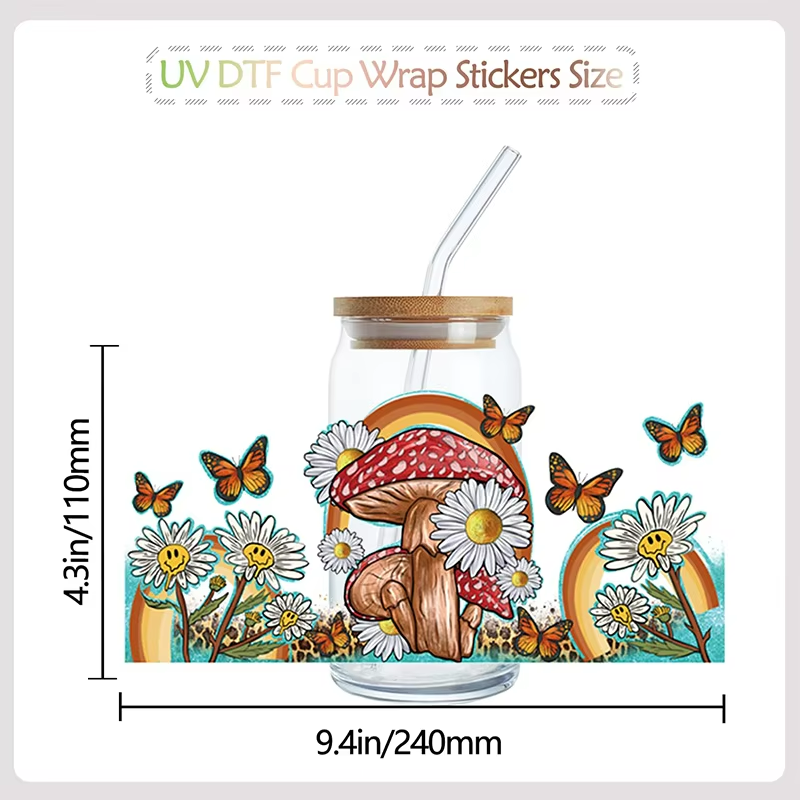 Custom 16oz Halloween UV DTF Cup Wrap Transfers Washable Water Transfer Printing for Tumblers & Mugs Heat Transfer