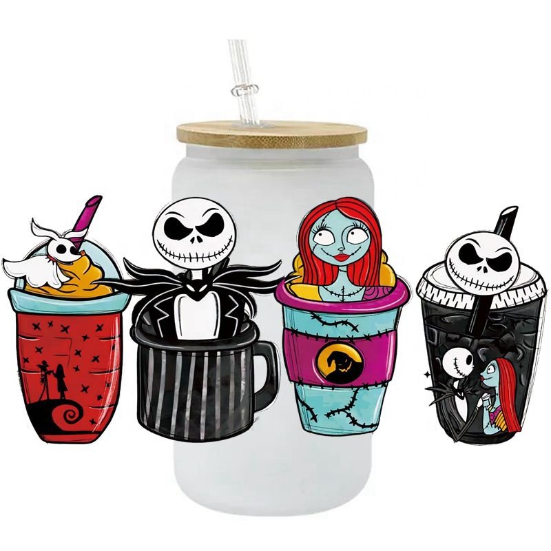 200000+ New 3D 16OZ UV DTF Cup Wraps Cute Halloween Cartoon Sticker Label Waterproof uv dtf Cup Wrap Transfers Wholesale