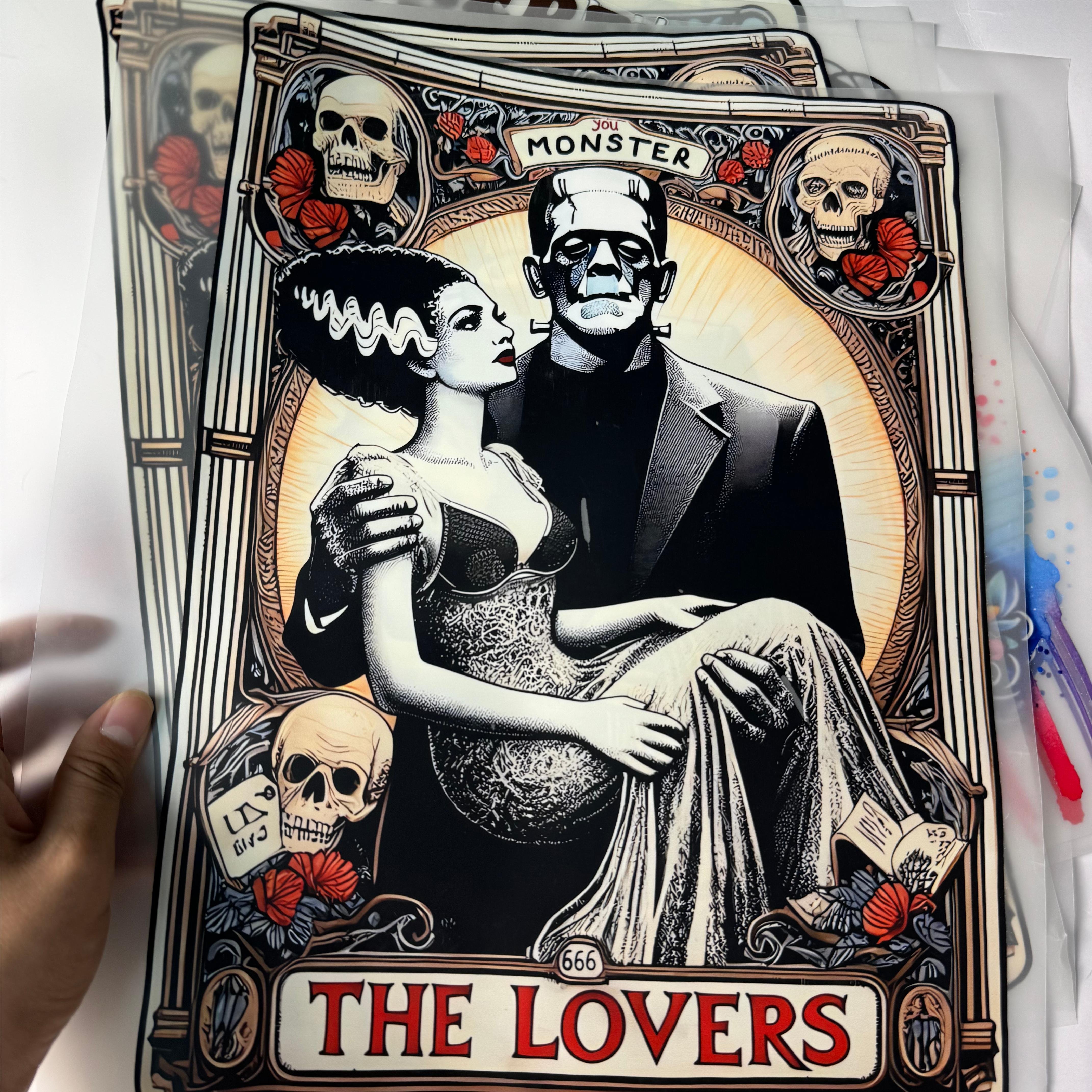Custom high quality skull design Sticker ready to press heat transfers dtf heat transfers for T-shirt Jeans canvas bag