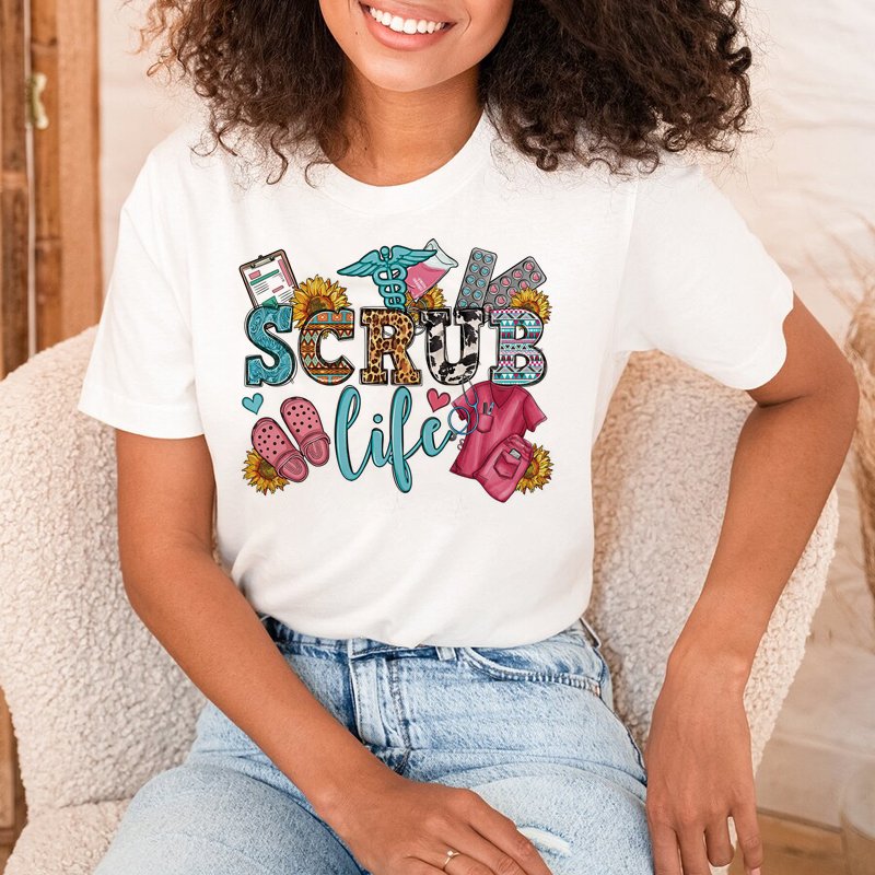 Wholesale Custom Plastisol Heat Transfer Iron On Transfer Print On T Shirt Nurse Gift