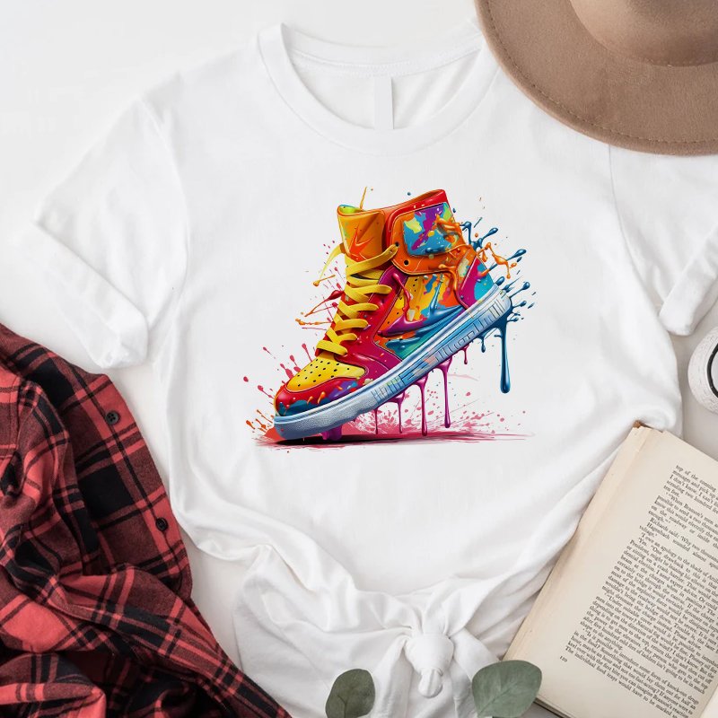 Sneaker Gift Splash Ink Strip Rainbow Color Heat Transfer Printing Stickers Applique For Garment Shirt Bags Sweatshirt Garment
