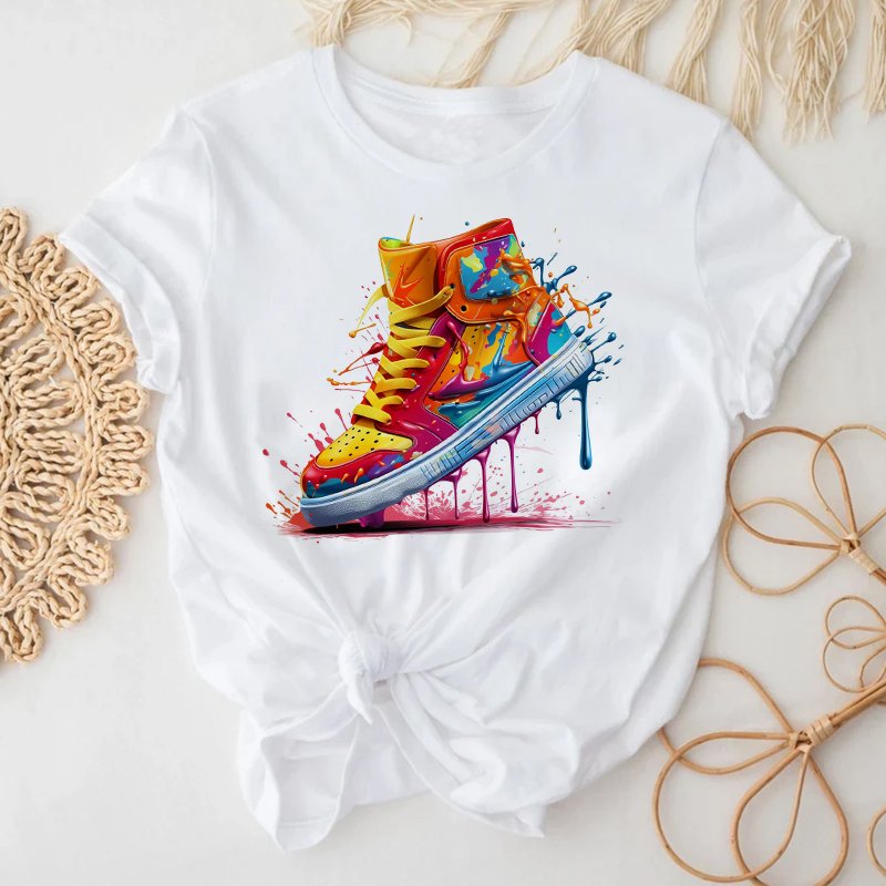 Sneaker Gift Splash Ink Strip Rainbow Color Heat Transfer Printing Stickers Applique For Garment Shirt Bags Sweatshirt Garment
