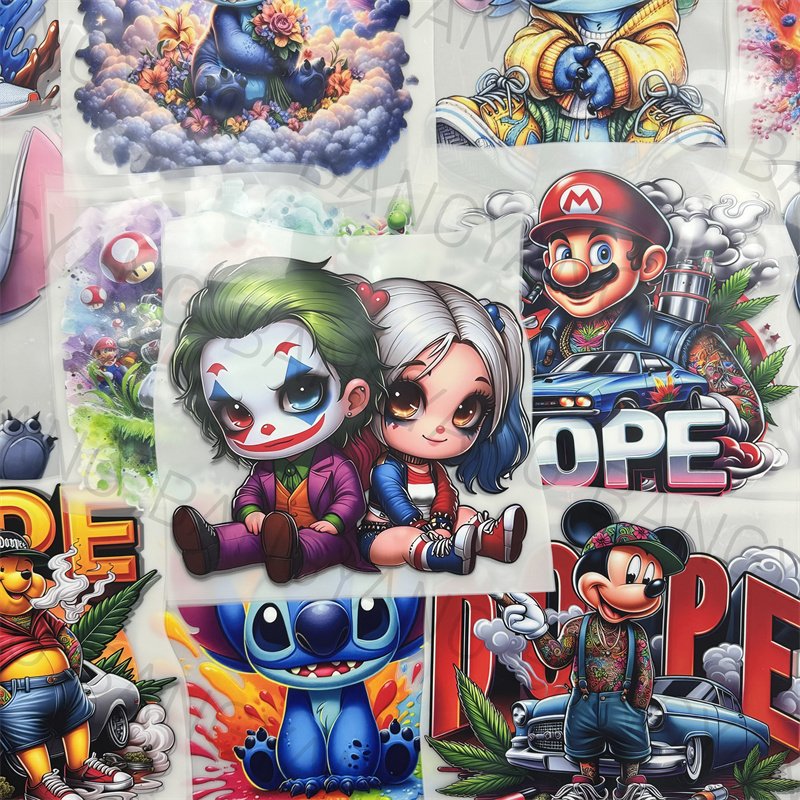 Wholesale heat transfer sticker transfer printing Brand design custom transfers dtf stickers for t-shirts