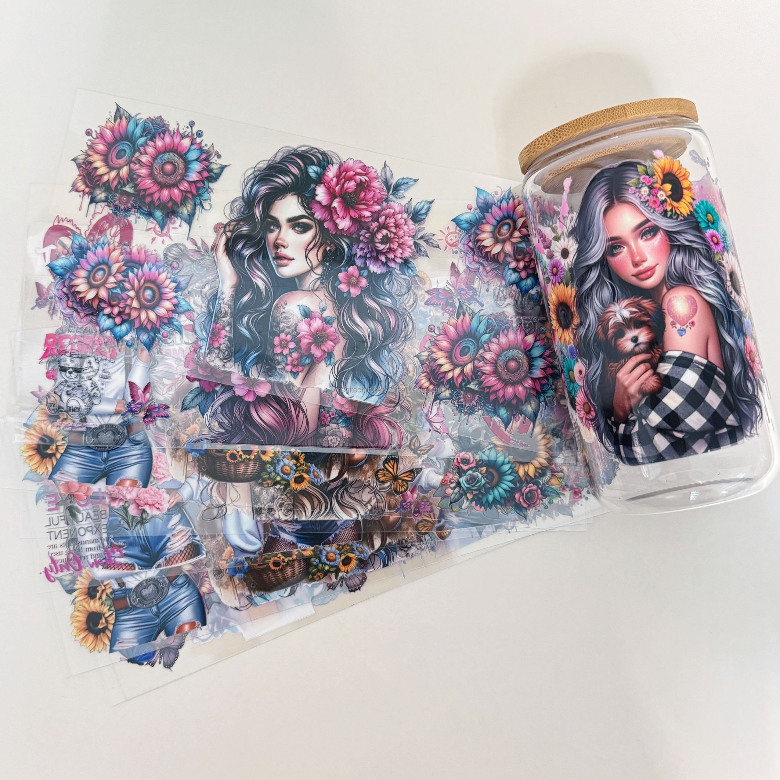 Custom Uvdtf Cup Wraps Design Ready To Ship UV DTF Cup Wrap Transfer 16oz Printing Pegatina for Libbey Glass Cup Wrap Sticker
