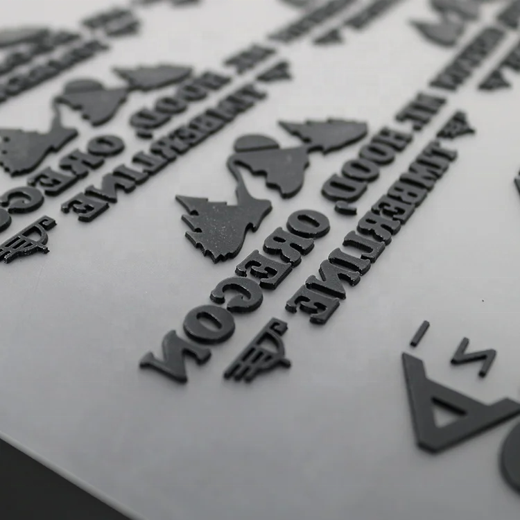 Customized recycled embossed stickers 3d rubber silicone heat transfer printing label dtf heat transfer for t-shirt