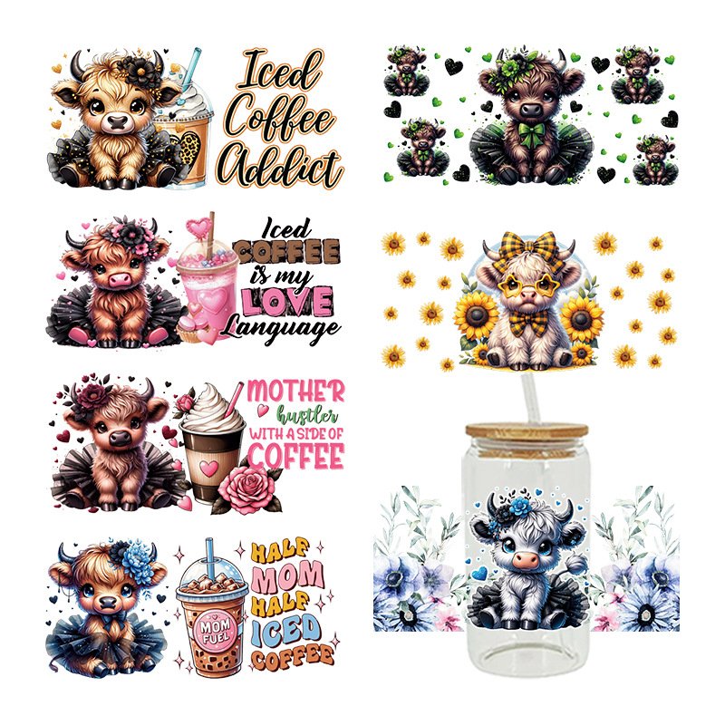 New Arrival Cartoon Customized Transfer Printing Labels Uv Dtf Film Designs Vinyl Sticker Cup Wrap Uv Transfer And Dtf Sticker