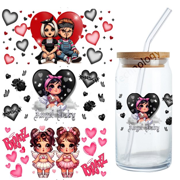 16oz Waterproof UV DTF Cup Wraps Custom Size Plastisol Transfer Printing for Tumblers & Mugs Washable and Durable