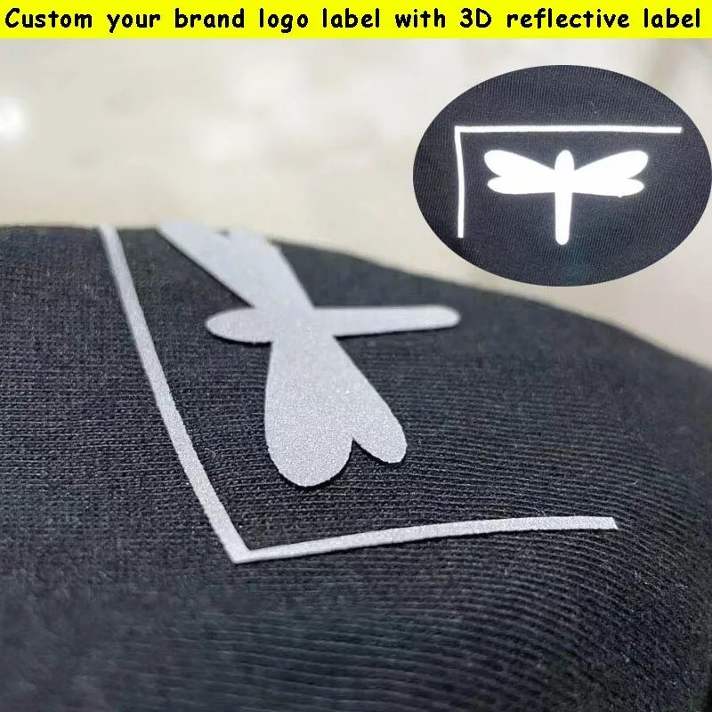 Garment labels reflective sliver logo sticker vinyl luminous 3D Reflective silicone Custom logo heat transfer print
