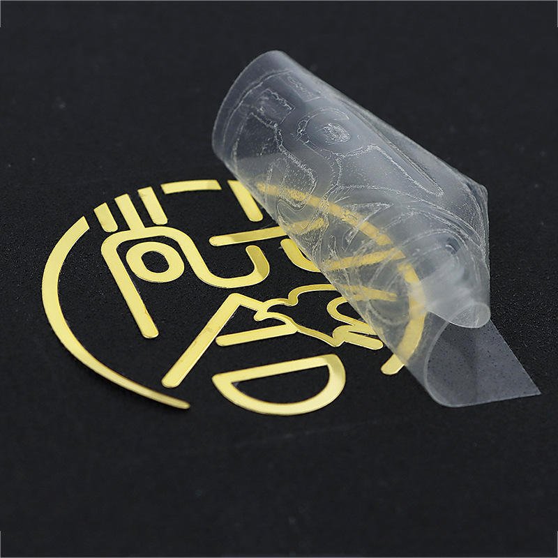 Custom Printing 3d Logo Clear Labels Dtf Bronze Foil Vinyl Label Uv Metal Transfer Sticker For Box Bottles Candles Packaging