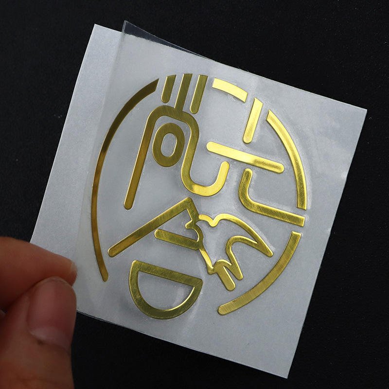 Custom Printing 3d Logo Clear Labels Dtf Bronze Foil Vinyl Label Uv Metal Transfer Sticker For Box Bottles Candles Packaging