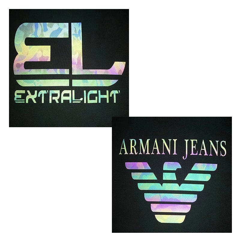 Custom Durable High Shine Holographic Reflective Heat Transfer Vinyl Logo T-Shirts Clothing Bags High Quality Transfer Printing